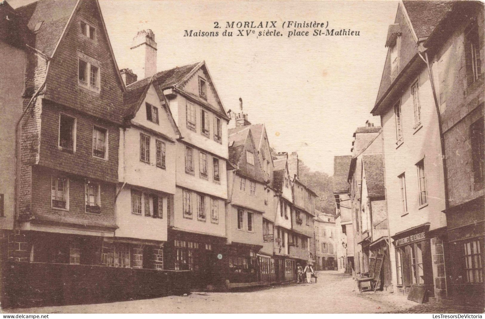 FRANCE - 29 - Morlaix - Maisons Du XVe Siècle, Place St-Mathieu - Carte Postale Ancienne - Morlaix