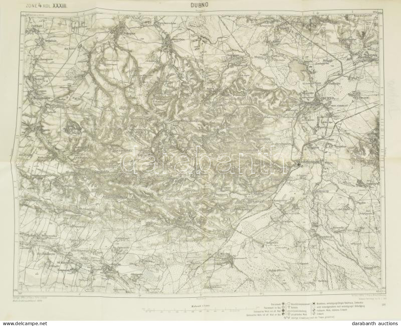 Cca 1913 Dubno (Ukrajna) és Környéke, Katonai Térkép, 1 : 75.000, 54x43 Cm - Andere & Zonder Classificatie