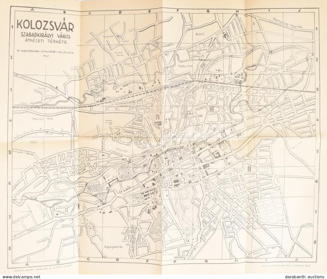 1941 Kolozsvár Szabad Királyi Város átnézeti Térképe, A "Kolozsvári Útmutató" Melléklete, Erdély Nyomda Kiadása, 34×42 C - Otros & Sin Clasificación