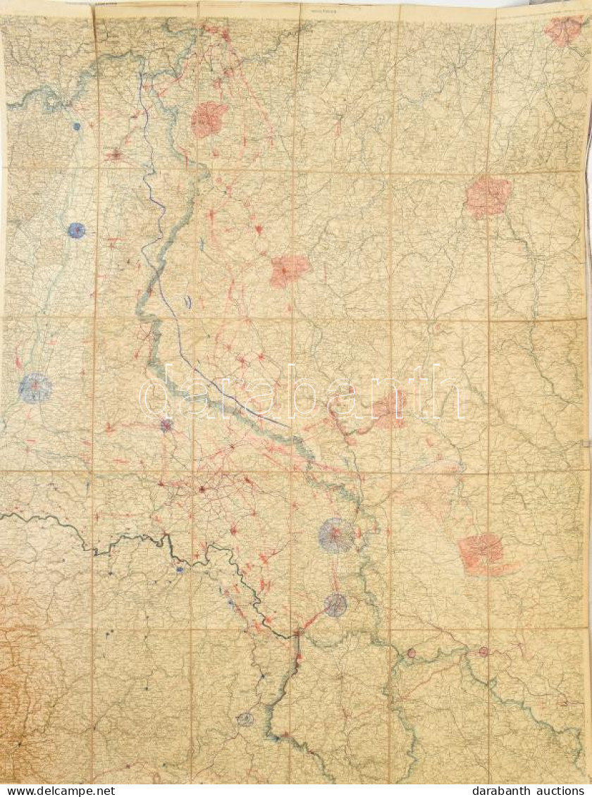 Cca 1916 Metz - Belfort Térkép, I. Vhb., Bejegyzésekkel. Vásznon 100x70 Cm - Andere & Zonder Classificatie