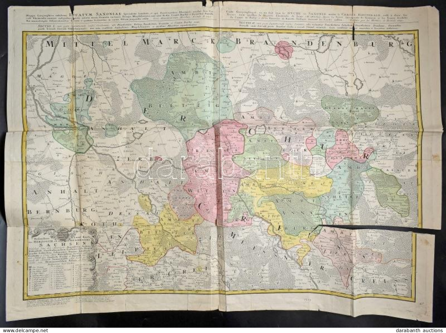 Besondere Land Karte Des Herzogth. Od. Chvrkreises Sachsen 1752 Erben Homann; Szászország Rézmetszetű Térképe Szakadt, M - Sonstige & Ohne Zuordnung