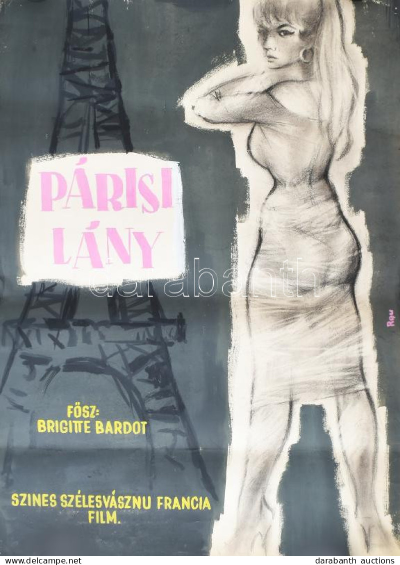 Rau Tibor (1934-2000): Párisi Lány, Fősz. Brigitte Bardot (filmplakát Terv). Tempera, Szén, Papír. Jelezve Középen Jobbr - Otros & Sin Clasificación