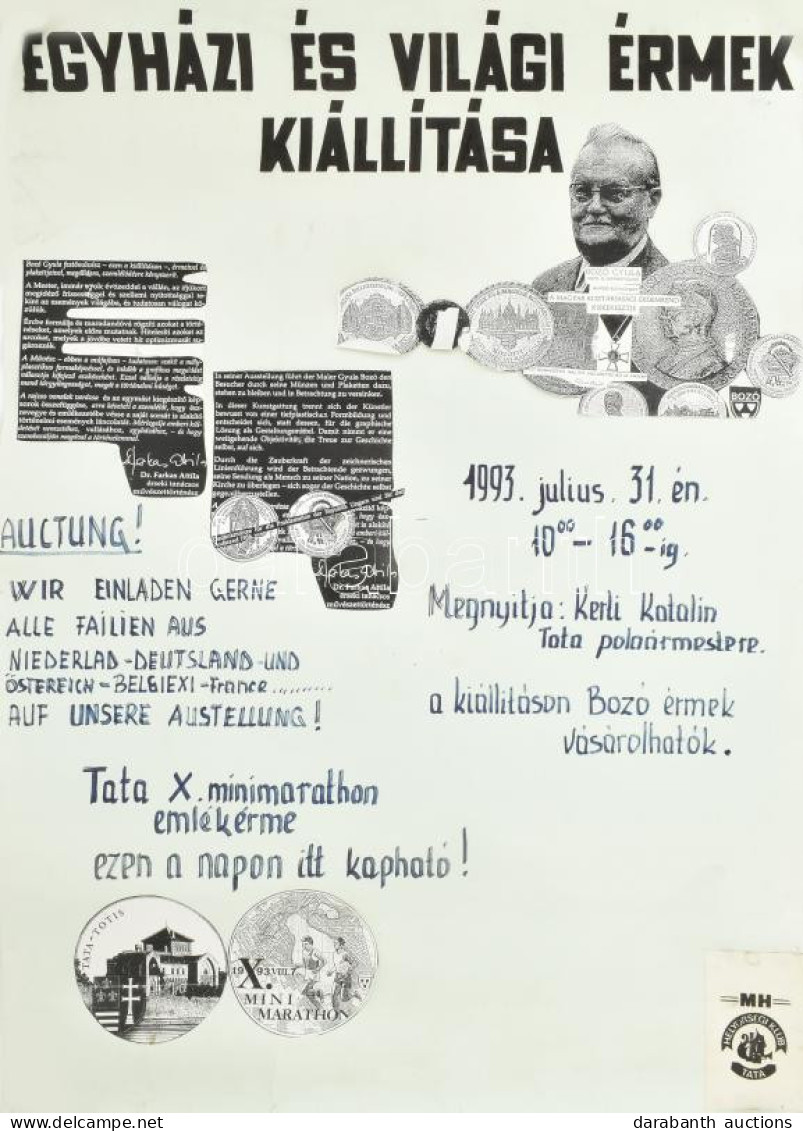 1993 Bozó Gyula Egyházi és Világi érmek Kiállítása Plakát Terv Kollázs 70x90 Cm - Otros & Sin Clasificación