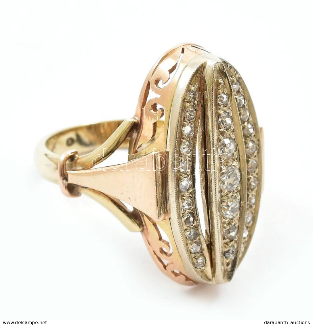 Arany (Au/14k) Brillekkel ékített Gyűrű (cca. 0,55ct), Jelzett, M: 57. Bruttó: 7,7g - Other & Unclassified