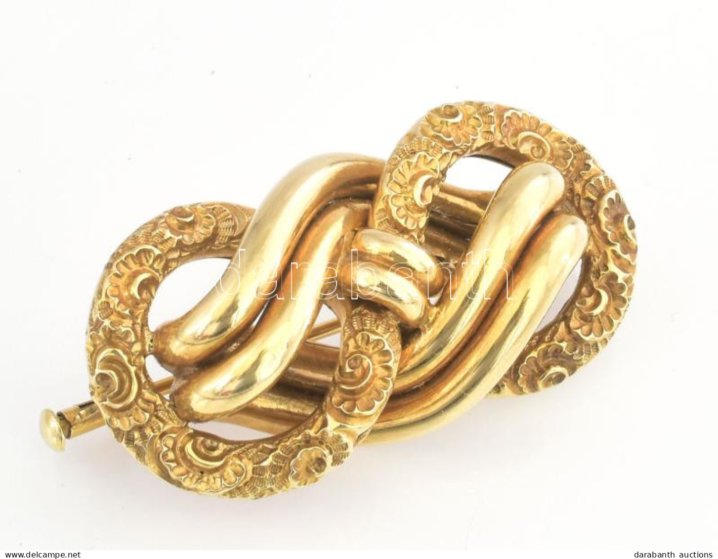 Arany (Au) 14K Hullámmintás Bross, Jelzett, 4,4×2 Cm, Nettó: 8,5 G - Altri & Non Classificati