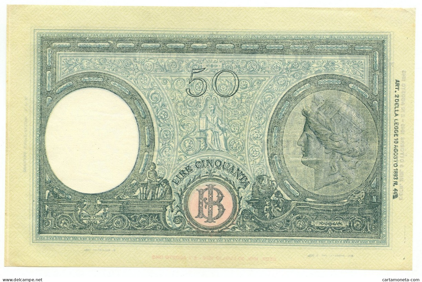 50 LIRE BARBETTI GRANDE L SENZA MATRICE BI RSI 08/10/1943 SUP- - Regno D'Italia - Altri