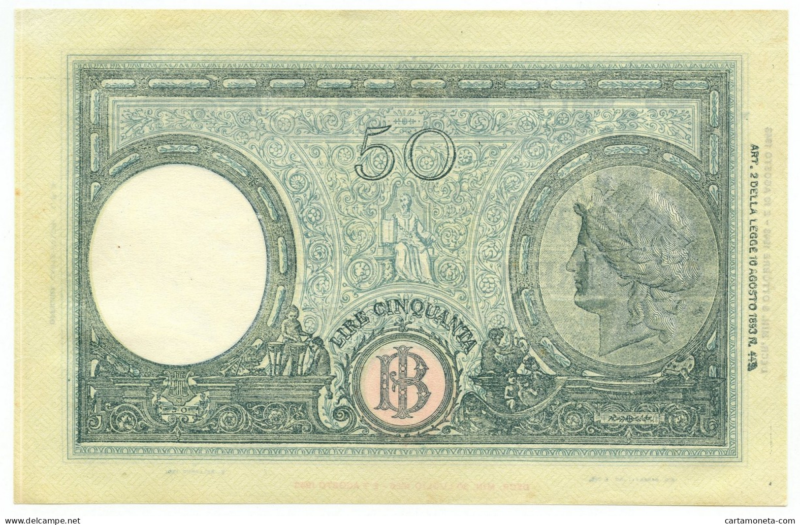 50 LIRE BARBETTI GRANDE L SENZA MATRICE BI RSI 08/10/1943 SUP- - Regno D'Italia - Altri