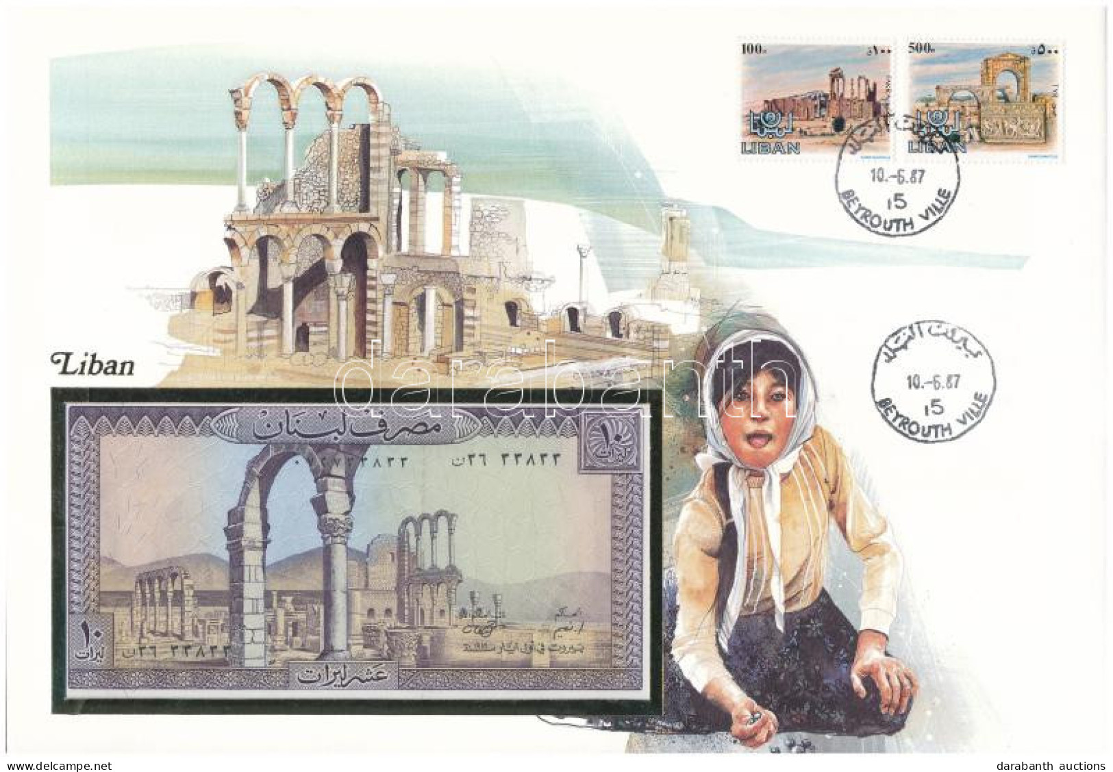 Libanon 1964-1986. 10L Felbélyegzett Borítékban, Bélyegzéssel T:I Lebanon 1964-1986. 10 Livres In Envelope With Stamp An - Unclassified