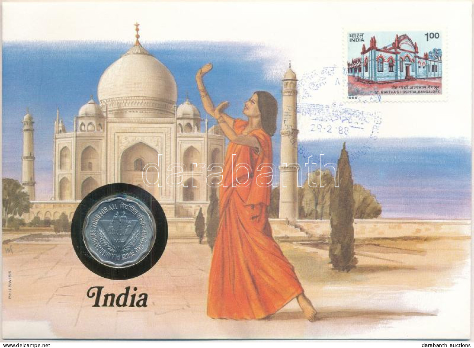 India 1974. 10p Felbélyegzett Borítékban, Bélyegzéssel, Német Nyelvű Leírással T:UNC  India 1974. 10 Paise In Envelope W - Non Classificati