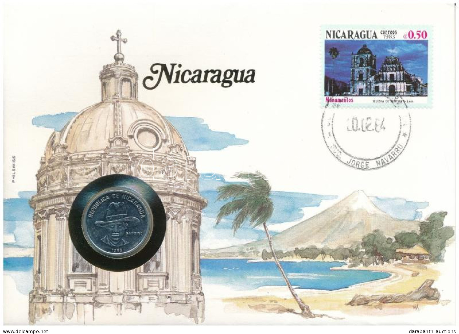 Nicaragua 1983. 50c Acél Felbélyegzett Borítékon, Bélyegzéssel, Német Nyelvű Leírással T:AU Nicaragua 1983. 50 Centavos  - Sin Clasificación