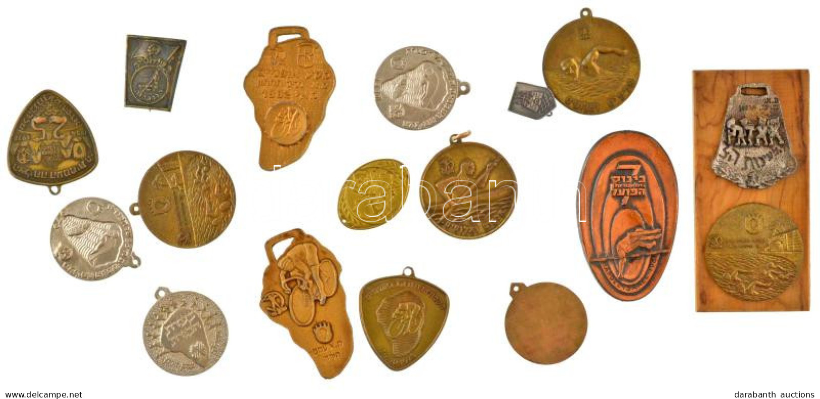 Izrael 16db-os Sportdíjérem és Jelvénytétel T:vegyes Israel 16pcs Sport Medal And Badge Lot C:mixed - Unclassified