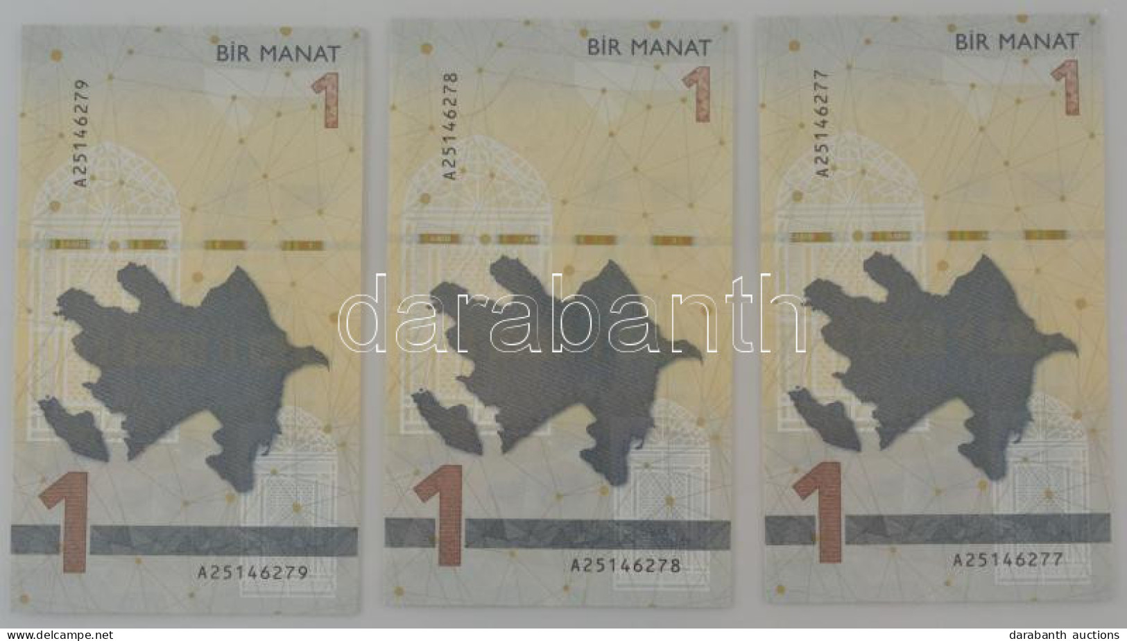 Azerbajdzsán 2020. 1M (3x) Sorszámkövetők "A25146277 - A25146279" T:UNC  Azerbaijan 2020. 1 Manat (3x) Consecutive Seria - Unclassified