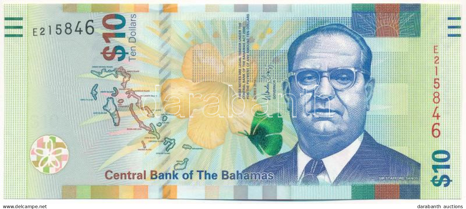 Bahamák 2016. 10$ T:I- Bahamas 2016. 10 Dollars C:AU Krause P#79 - Sin Clasificación
