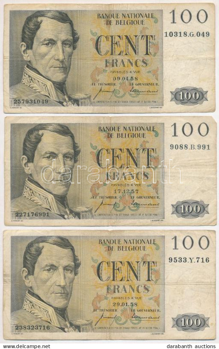 Belgium 1957-1958. 100Fr (3x) T:F Belgium 1957-1958. 100 Francs (3x) C:F - Sin Clasificación