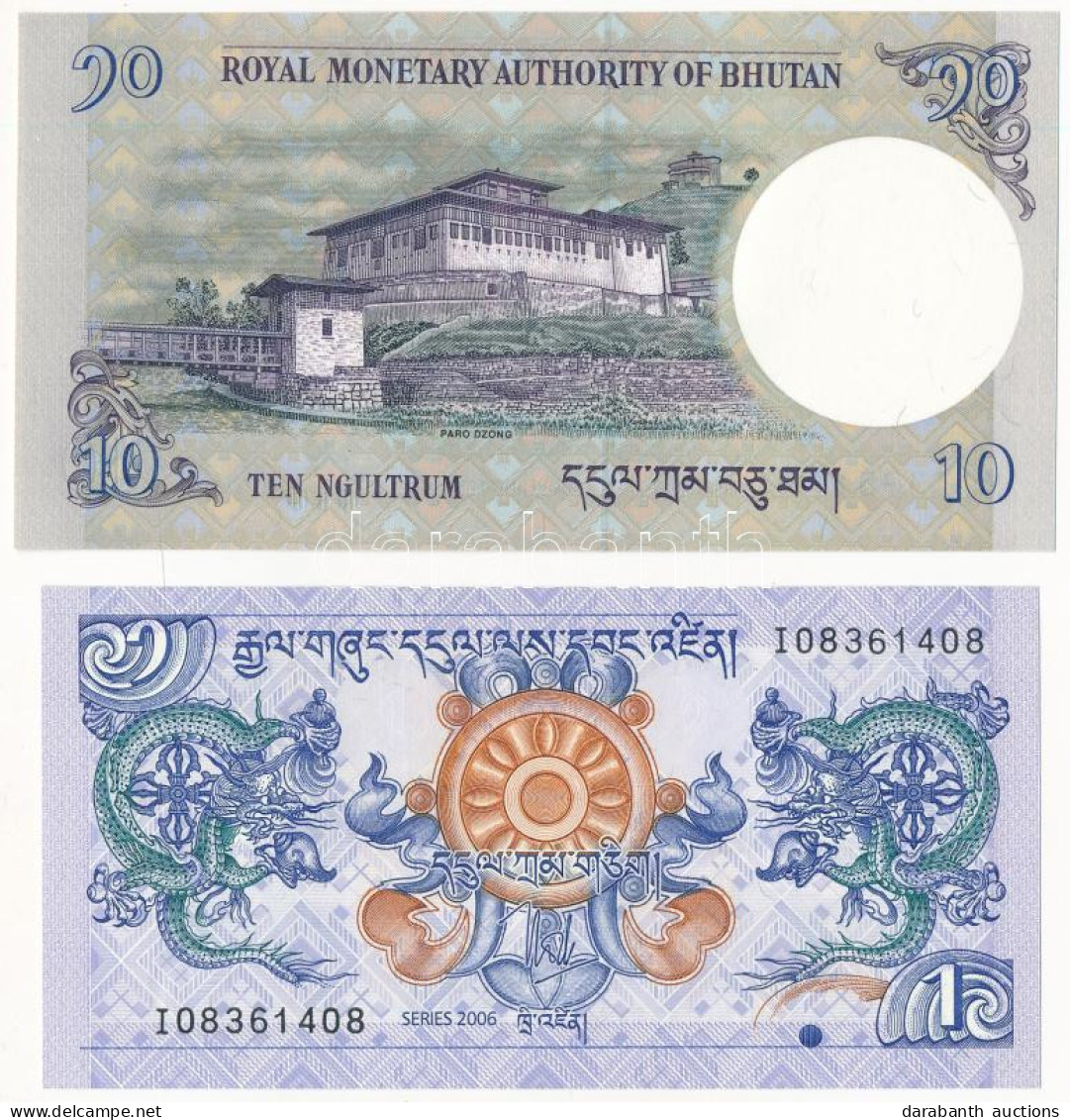 Bhután 2006. 1Ng + 2013. 10Ng T:UNC Bhutan 2006. 1 Ngultrum + 2013. 10 Ngultrum C:UNC - Unclassified