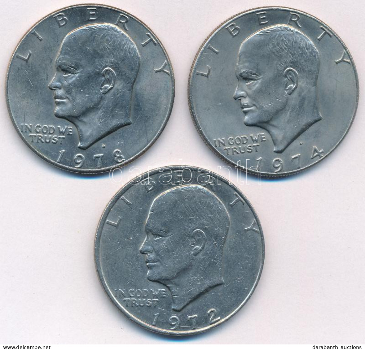 Amerikai Egyesült Államok 1972-1978D 1$ Cu-Ni "Eisenhower" (3xklf évjárat) T:AU,XF Karc, Kis ü. USA 1972-1978D 1 Dollar  - Unclassified