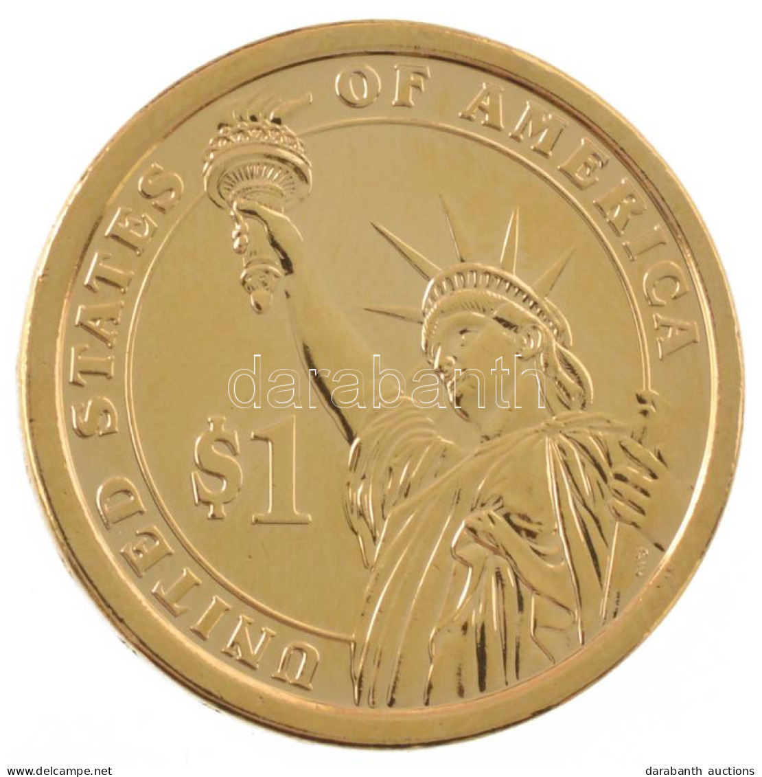 Amerikai Egyesült Államok 2012P 1$ Aranyozott Cu-Ni-Zn "Elnöki Dollárok - Benjamin Harrison" Kapszulában T:UNC USA 2012P - Non Classificati