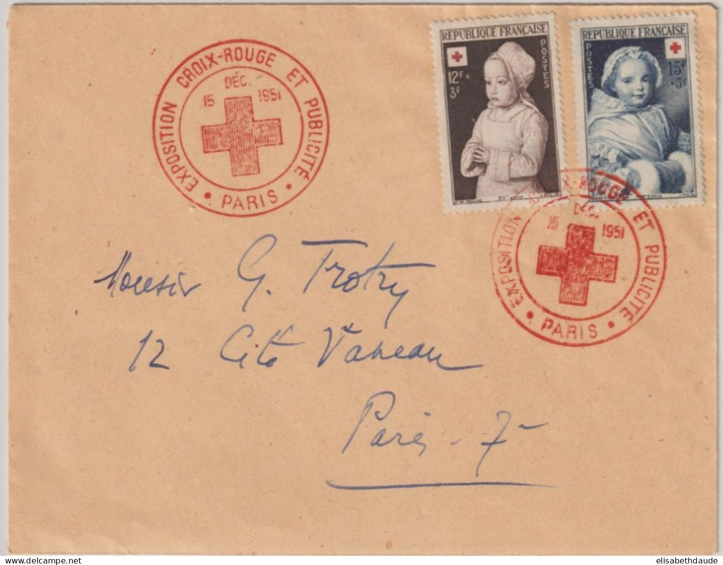 1951 - EXPOSITION CROIX-ROUGE - ENVELOPPE De PARIS Avec TIMBRES ET OBLITERATION SPECIALE - Rode Kruis