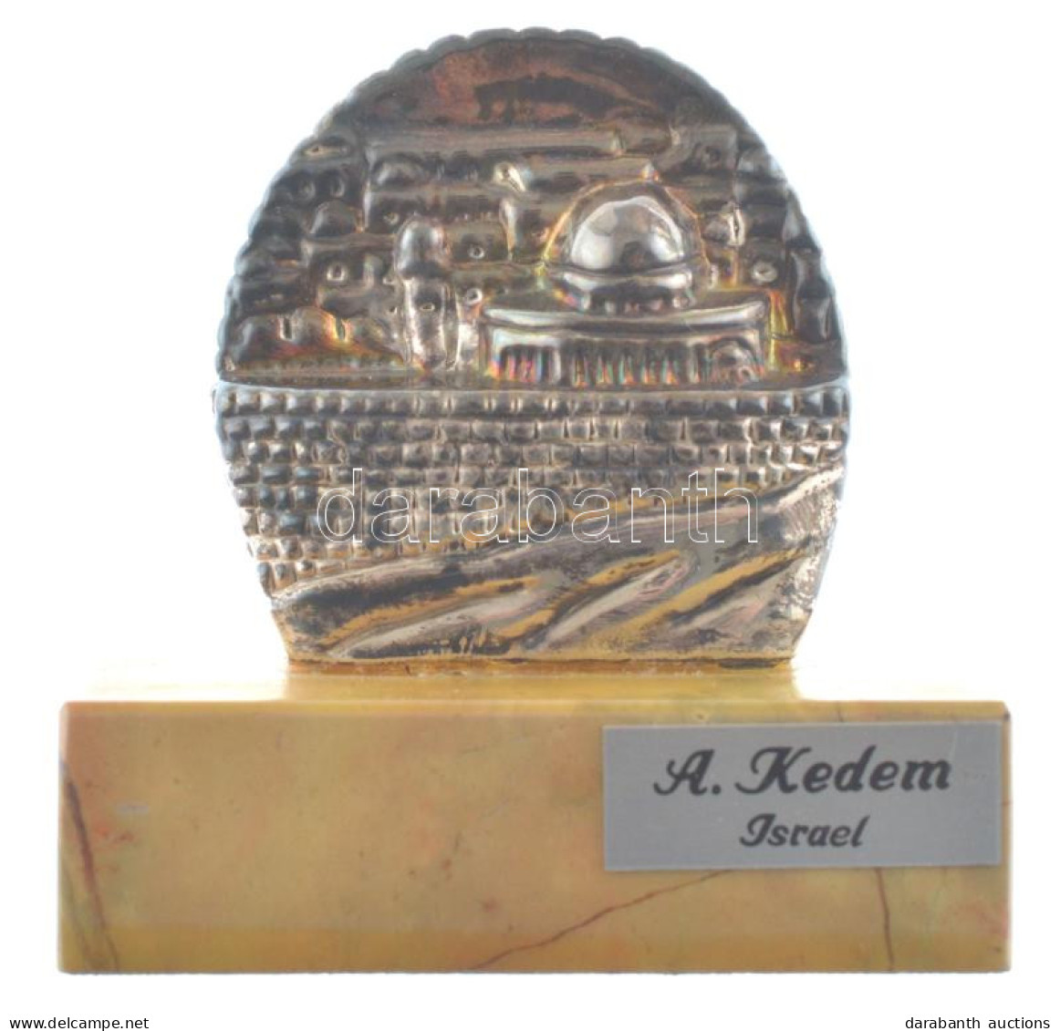 Izrael DN "Siratófal" Jelzett Ag Plakett Kő Posztamensen "A. Kedem" Jelzéssel Papírdobozban (bruttó 20,60g/925/68x52mm,  - Non Classés