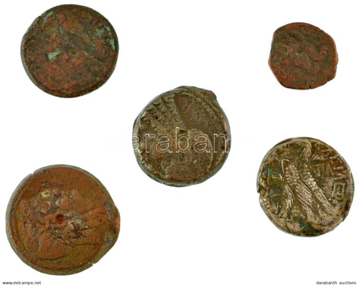 Ptolemaida Egyiptom Kr. E. III. Század 5db-os Bronz érmetétel, Közte 2db (utólag?) Ezüstözött érme T:F,VG Ptolemaic Egyp - Sin Clasificación