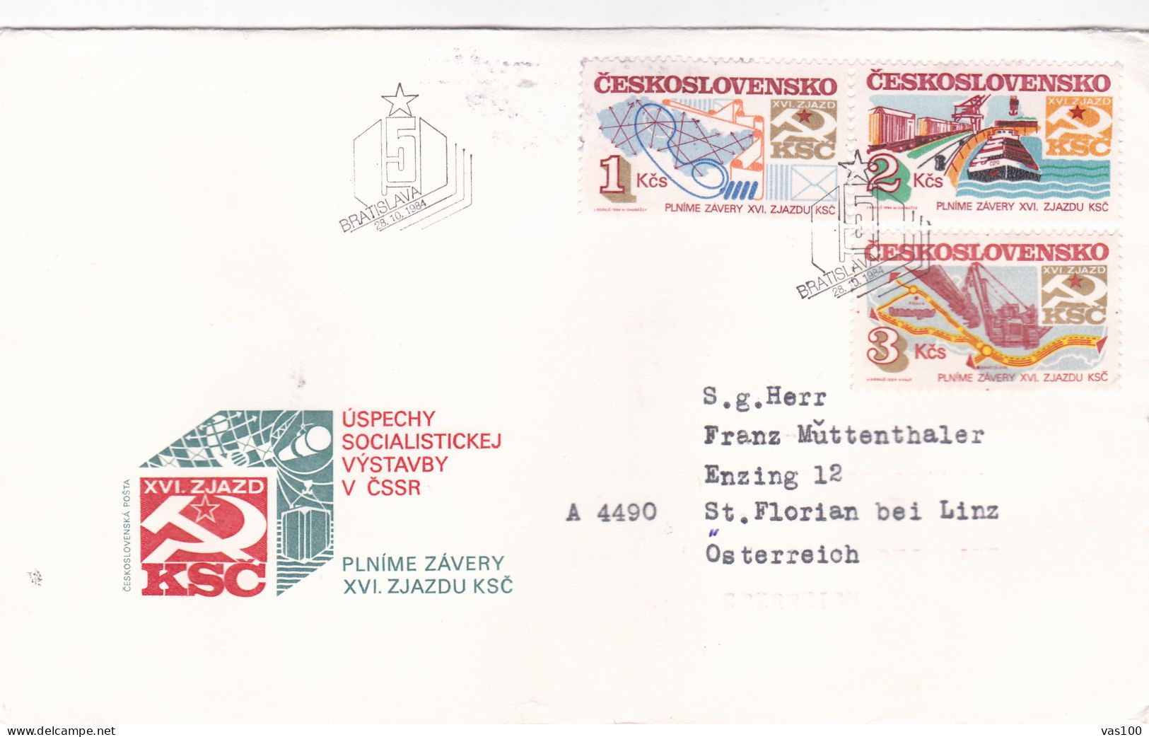 COMMUNIST PARTYY  COVERS  FDC  CIRCULATED 1984 Tchécoslovaquie - Storia Postale