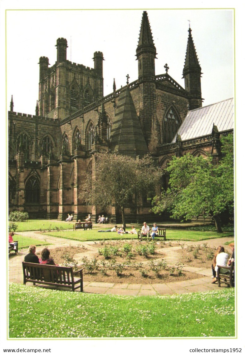 CHESTER, CATHEDRAL, ARCHITECTURE, PARK, UNITED KINGDOM, POSTCARD - Chester