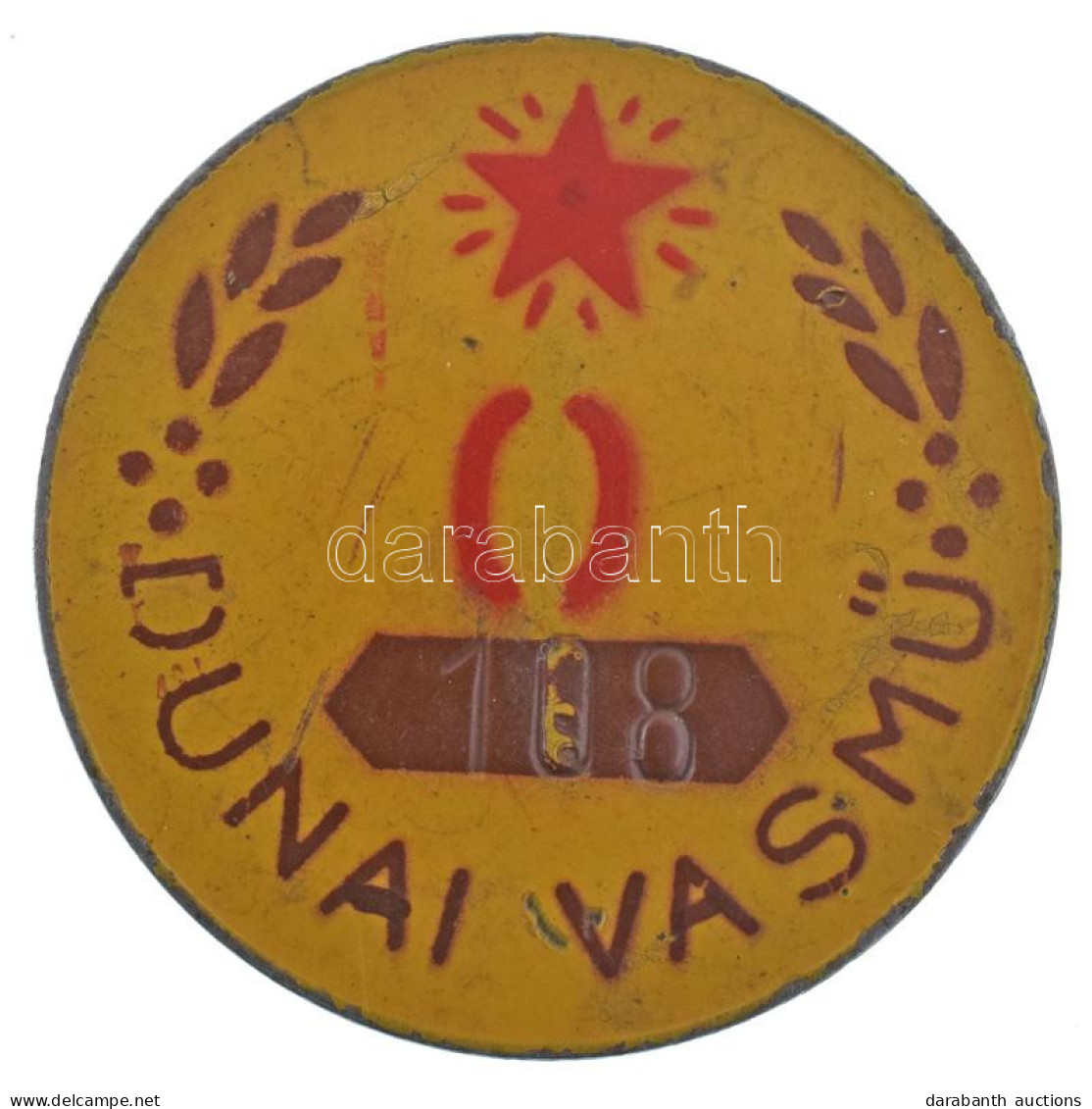 ~1950-1960. "Dunai Vasmű 108" Festett Fe Jelvény (40mm) T:XF Korróziónyom - Unclassified