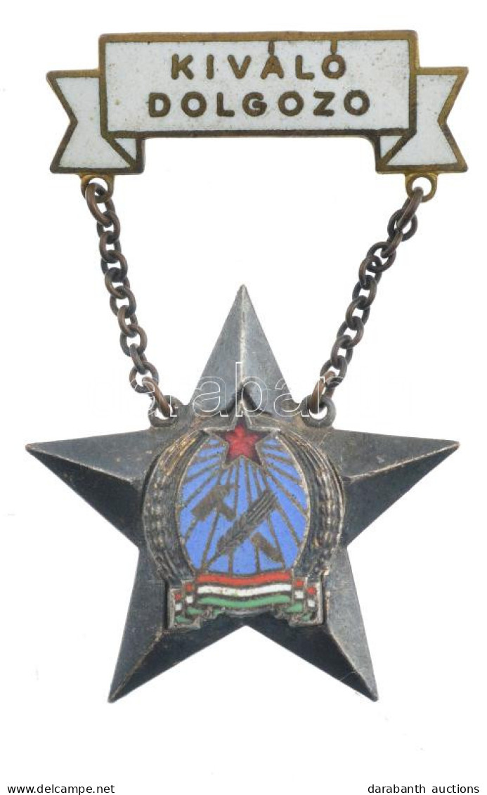 ~1950. "Kiváló Dolgozó" Rákosi-címeres, Részben Aranyozott, Zománcozott Fém Kitüntetés T:2 Patina / Hungary ~1950. "Exce - Unclassified