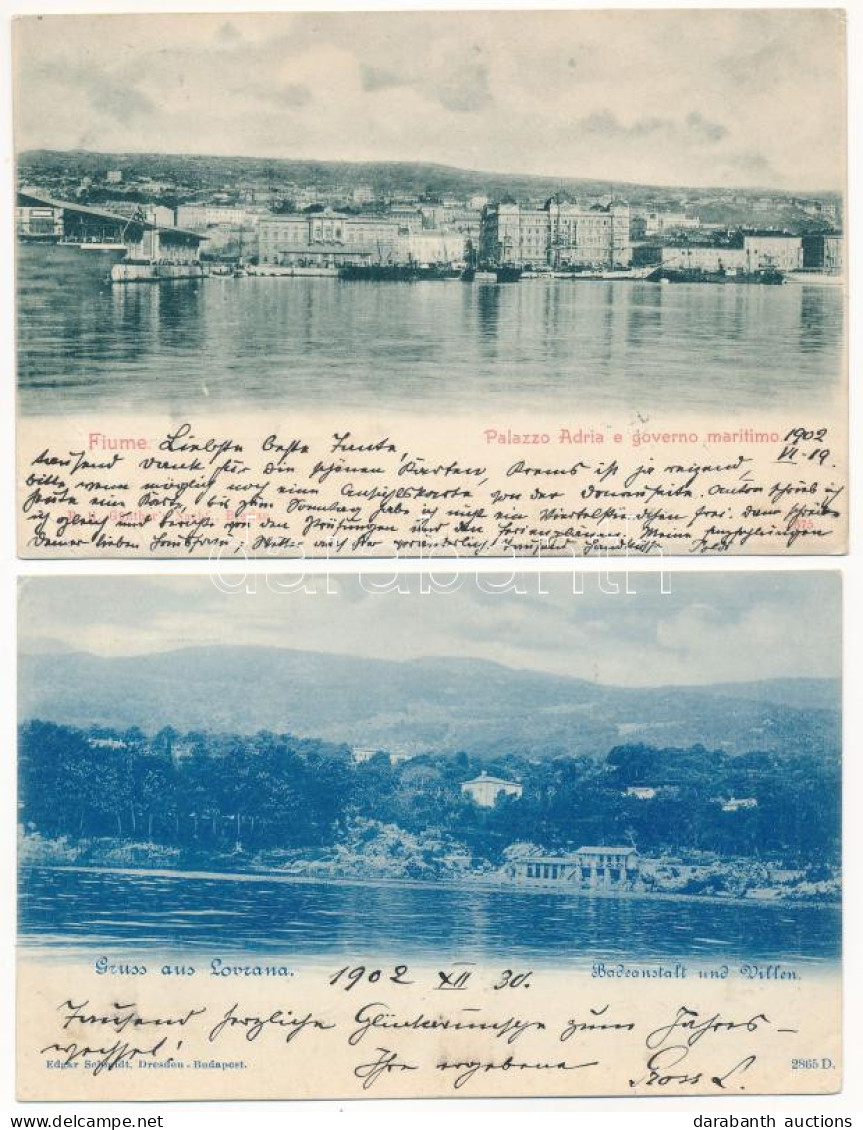 2 Db RÉGI Hosszú Címzéses Horvát Képeslap: Fiume, Lovrana / 2 Pre-1903 Croatian Postcards: Rijeka, Lovran - Ohne Zuordnung