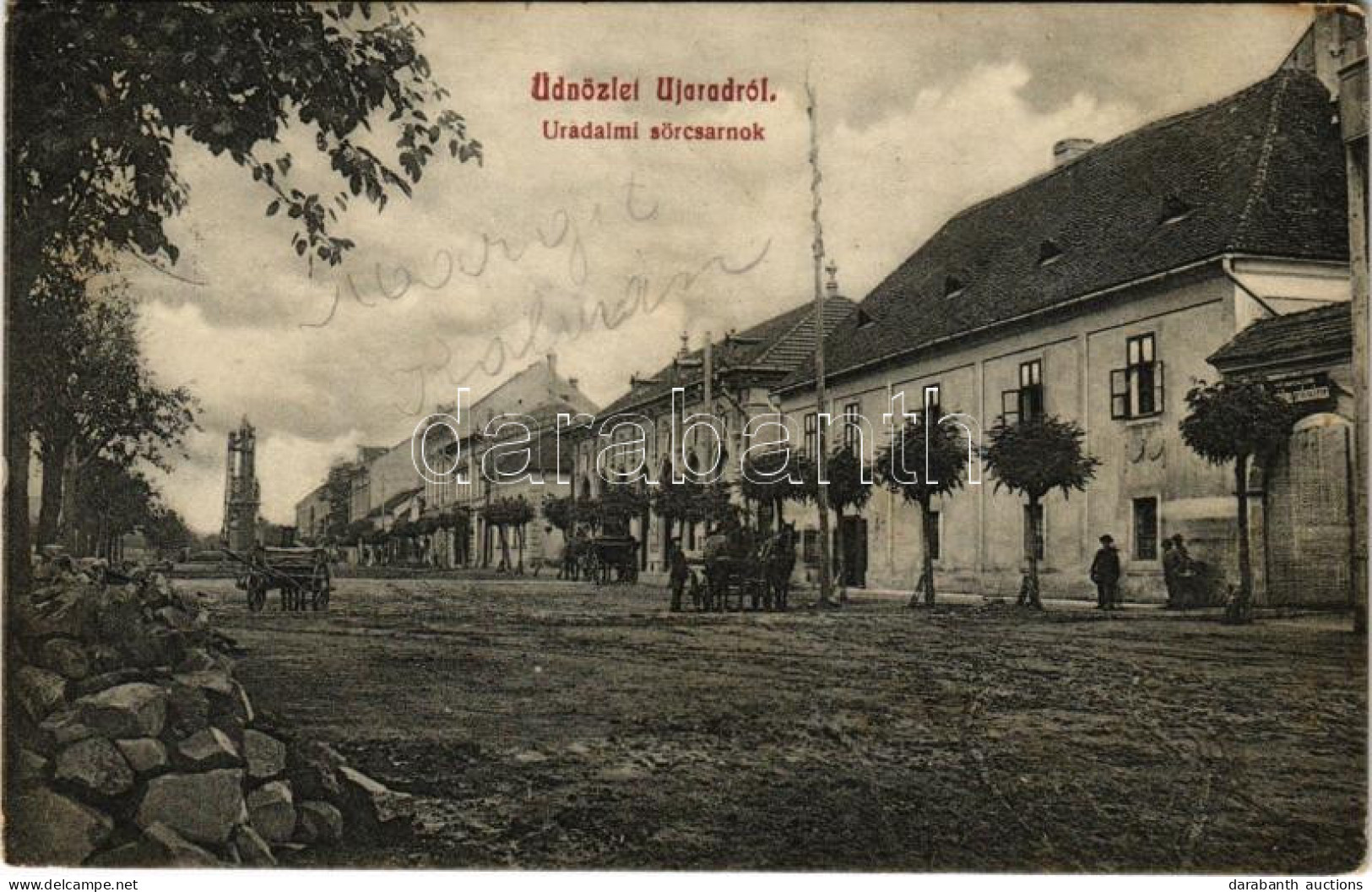 T3 1912 Arad, Újarad, Új-Arad, Aradul Nou; Uradalmi Sörcsarnok, Emlékmű, Gyógyszertár. Kapható Mayr Lajosnál / Beer Hall - Non Classificati