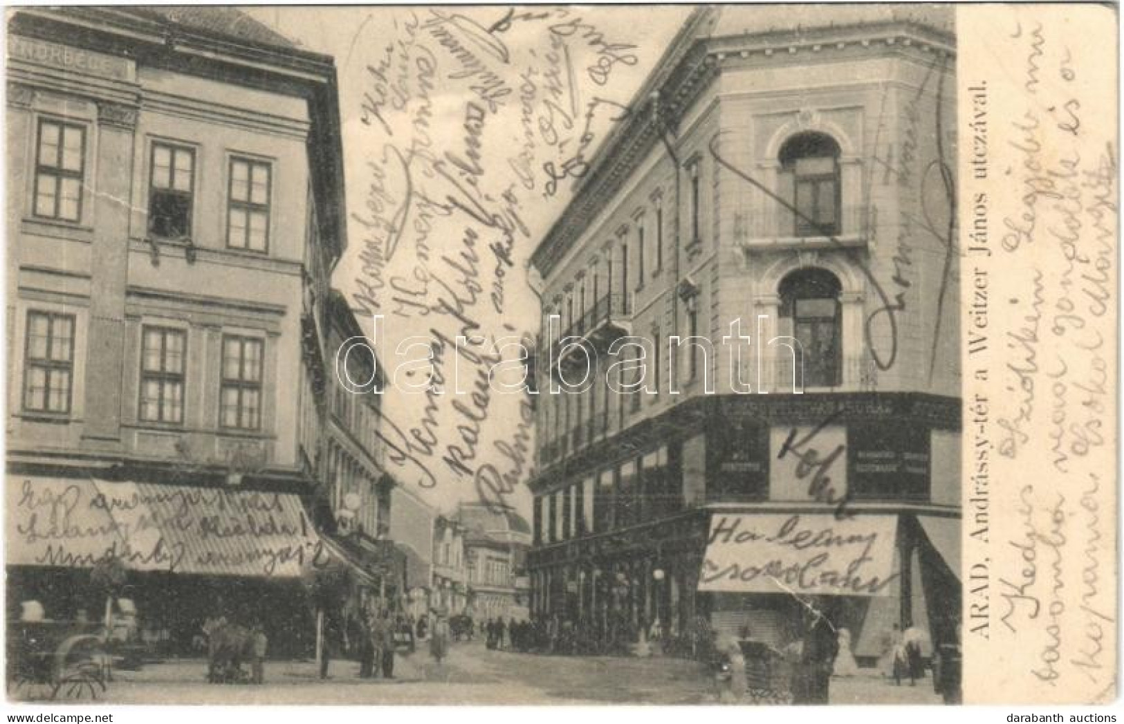 T2/T3 1904 Arad, Andrássy Tér A Weitzer János Utcával, Központi Divatáruház, üzletek / Square, Street View, Fashion Stor - Ohne Zuordnung