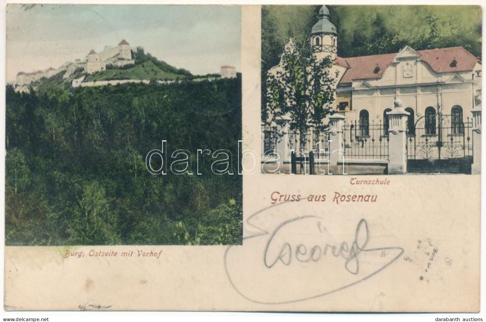 T2/T3 1907 Barcarozsnyó, Rozsnyó, Rosenau, Rasnov; Burg, Ostseite Mit Vorhof, Turnschule / Vár, Torna Iskola. Georg Gutt - Unclassified