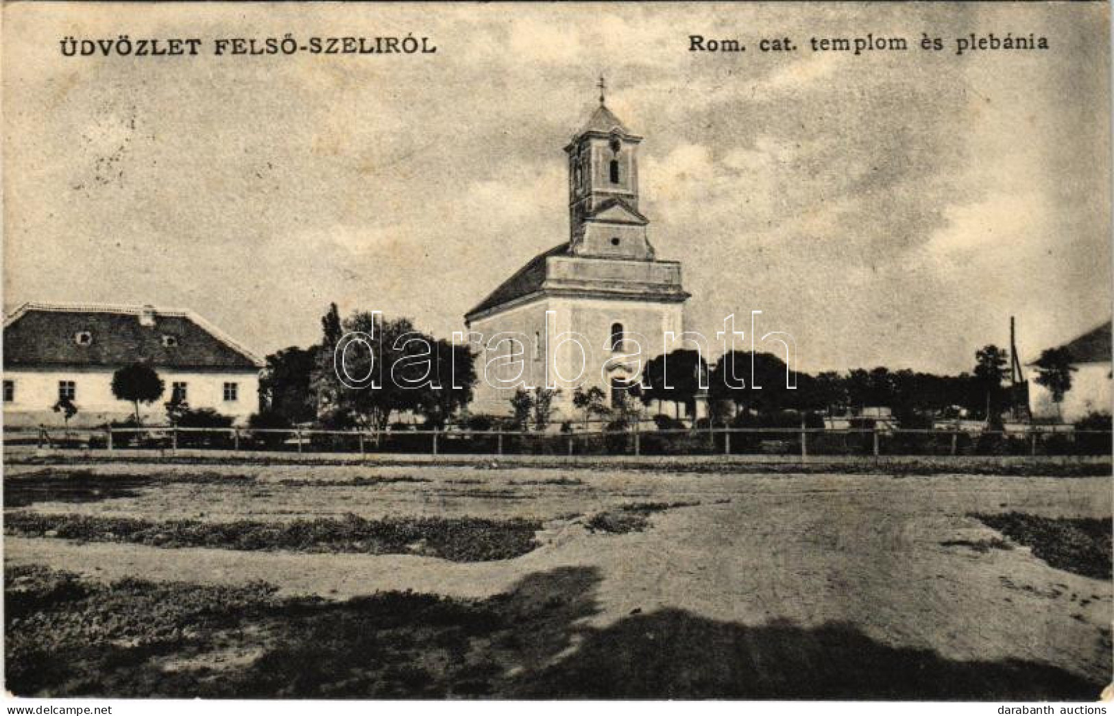 T2/T3 1907 Felsőszeli, Felső-Szeli, Horné Saliby; Római Katolikus Templom és Plébánia. Kóvári S. Fényképész / Catholic C - Unclassified