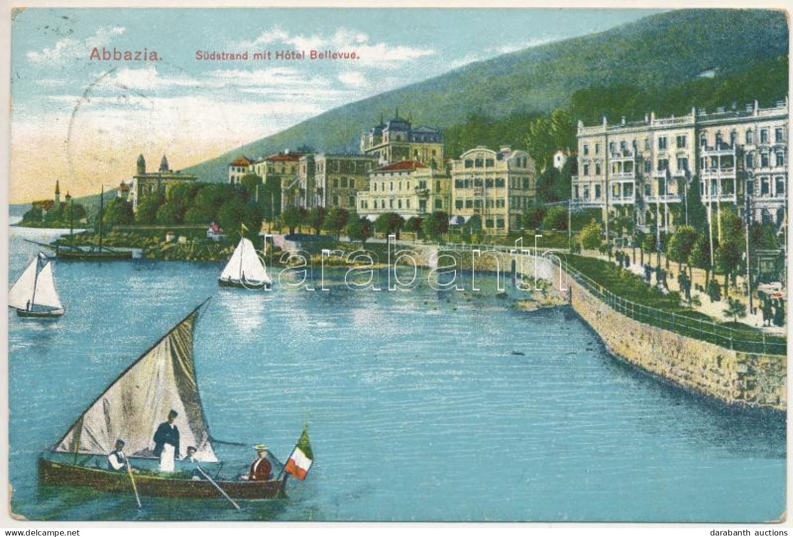 T2/T3 1911 Abbazia, Opatija; Südstrand Mit Hotel Bellevue (fl) - Non Classificati