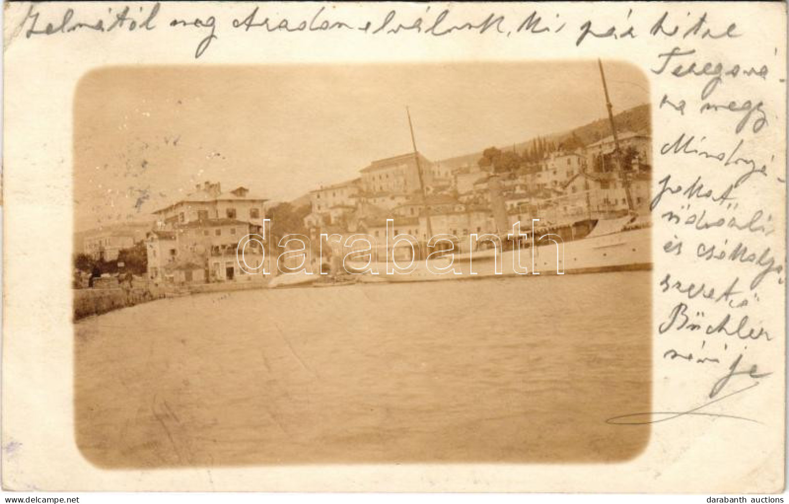 T2/T3 1913 Abbazia, Opatija; Látkép Hajóval / General View, Ship, Photo (EK) - Ohne Zuordnung