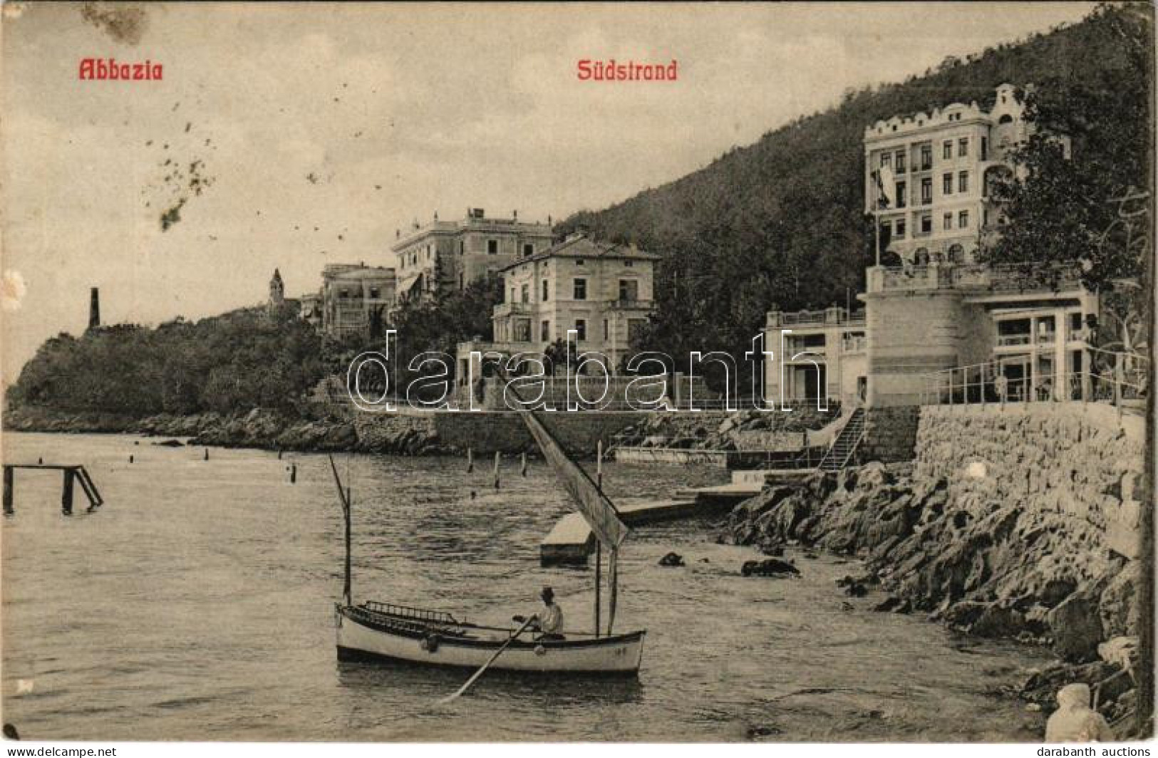 T2/T3 1912 Abbazia, Opatija; Südstrand (kis Szakadás / Small Tear) - Ohne Zuordnung