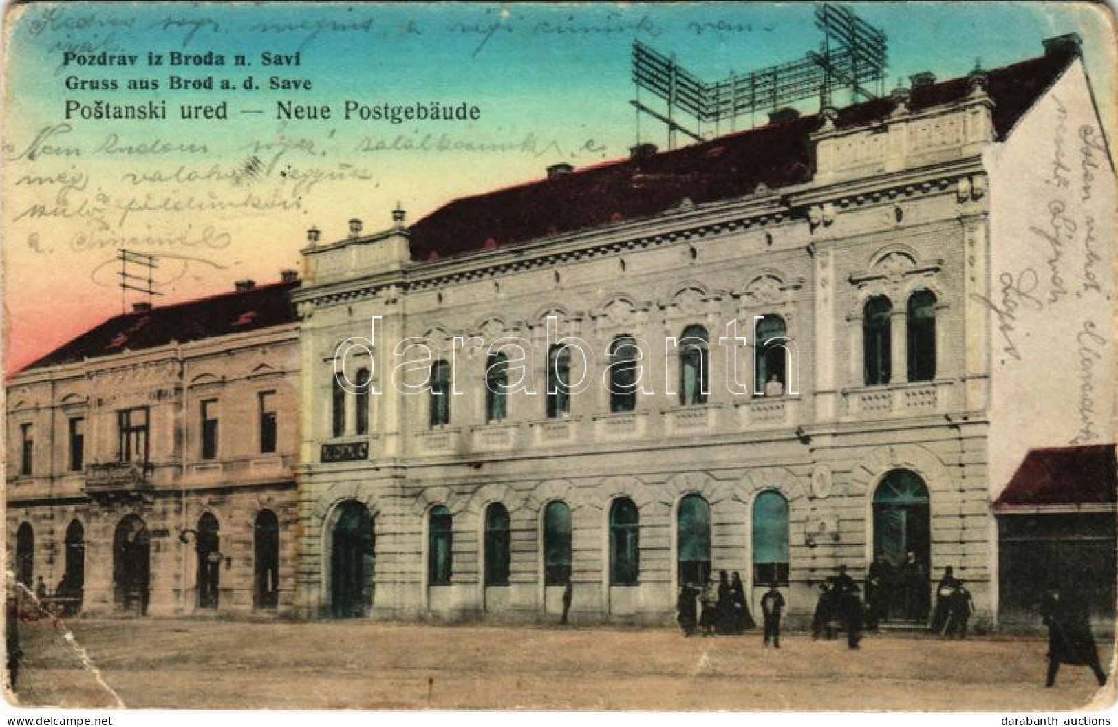 T3 1916 Bród, Nagyrév, Slavonski Brod, Brod Na Savi; Postanski Ured / Neue Postgebäude / Posta / Post Office + "Detachem - Non Classés