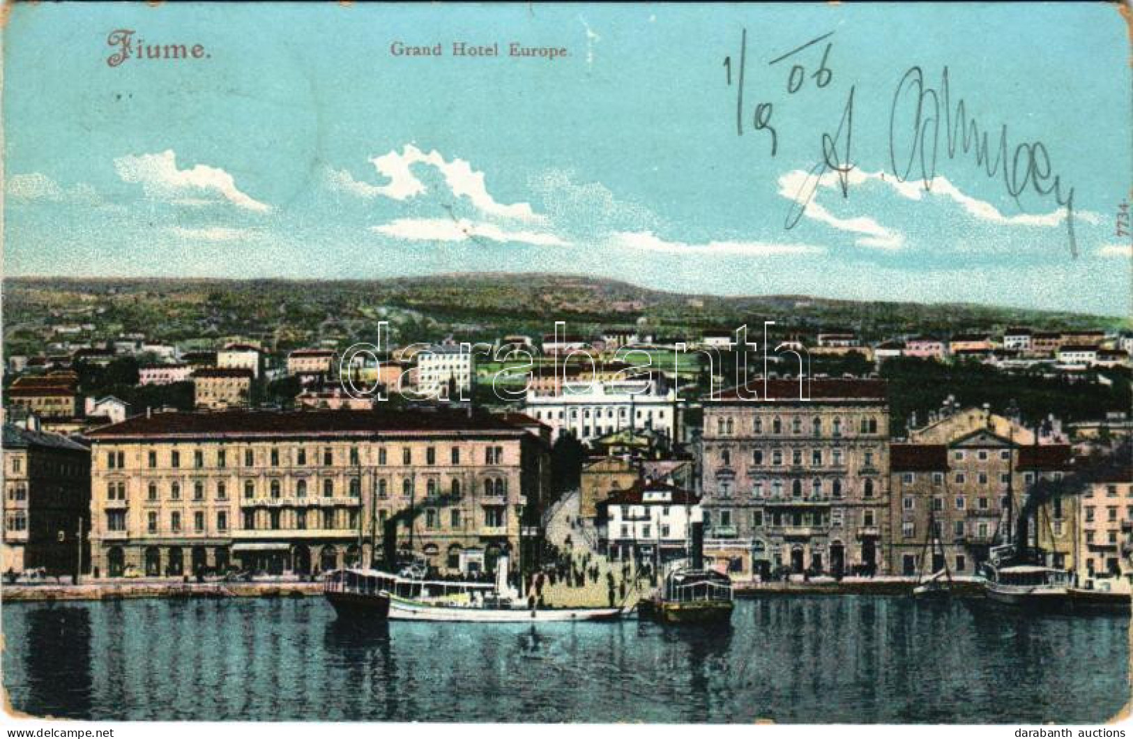 * T3 1906 Fiume, Rijeka; Grand Hotel Europe (fa) - Non Classificati