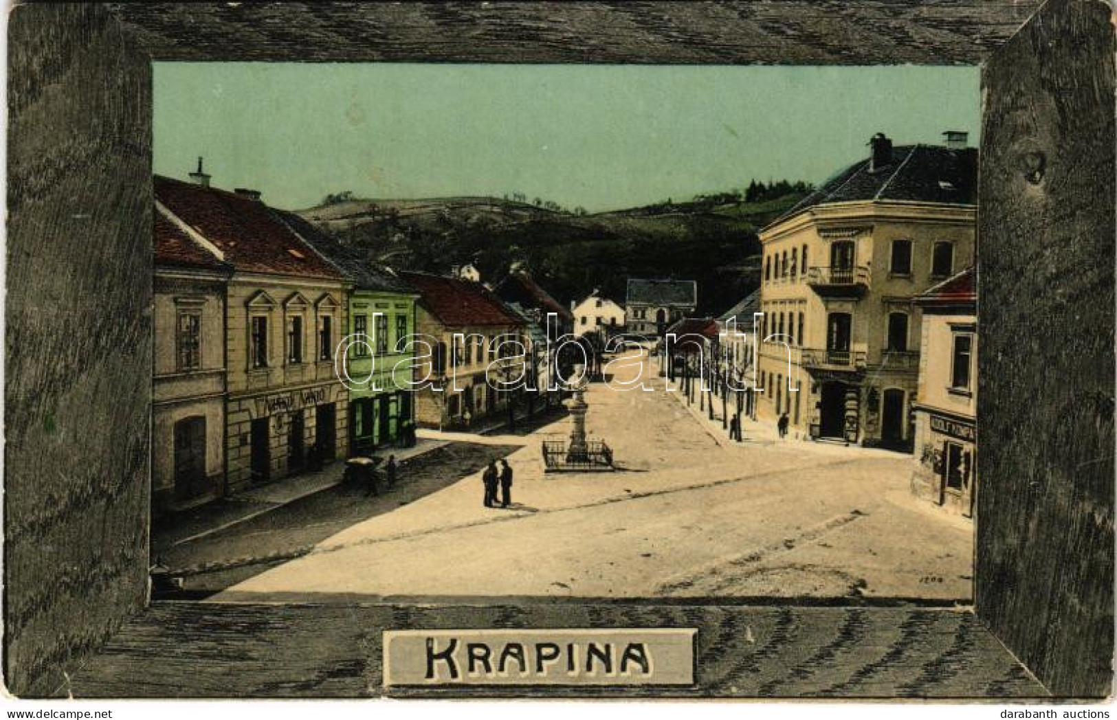 * T2/T3 1910 Korpona, Krapina; Main Square, Shops Of Vinko Vanic, G. Gostl, Henrieta Schreiber And Adolf Kompa. (EK) - Unclassified