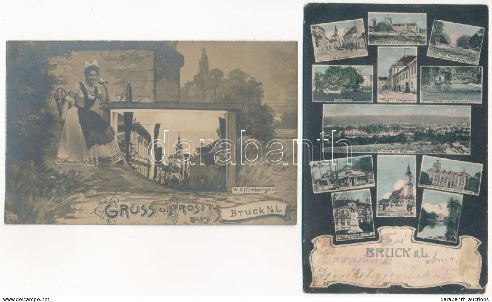 * Lajtabruck, Bruck An Der Leitha; - 2 Db Régi Város Képeslap / 2 Pre-1945 Town-view Postcards - Non Classés