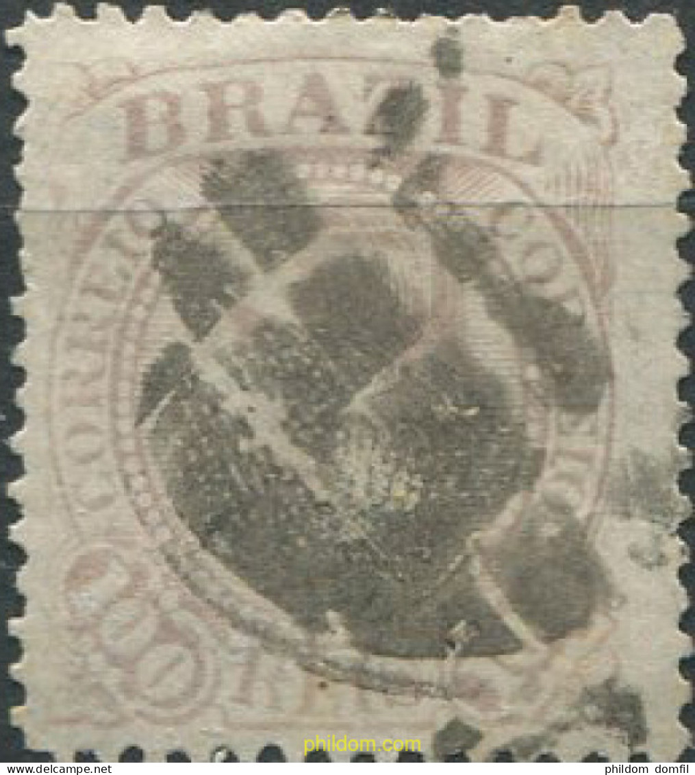 674050 USED BRASIL 1883 PEDRO II, FONDO CUADRICULADO Y FONDO LINEAS - Ungebraucht