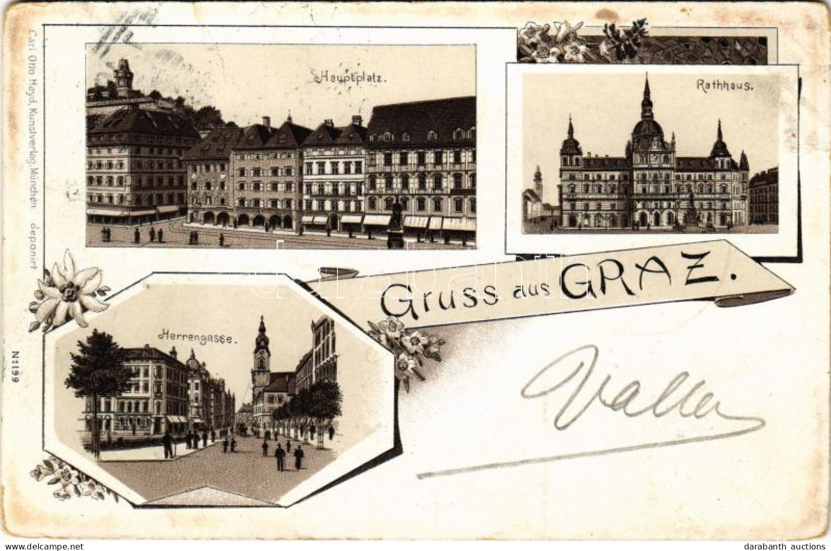 T2/T3 1898 (Vorläufer) Graz, Hauptplatz, Rathhaus, Herrengasse / Main Square, Town Hall, Street. Carl Otto Hayd Art Nouv - Non Classificati