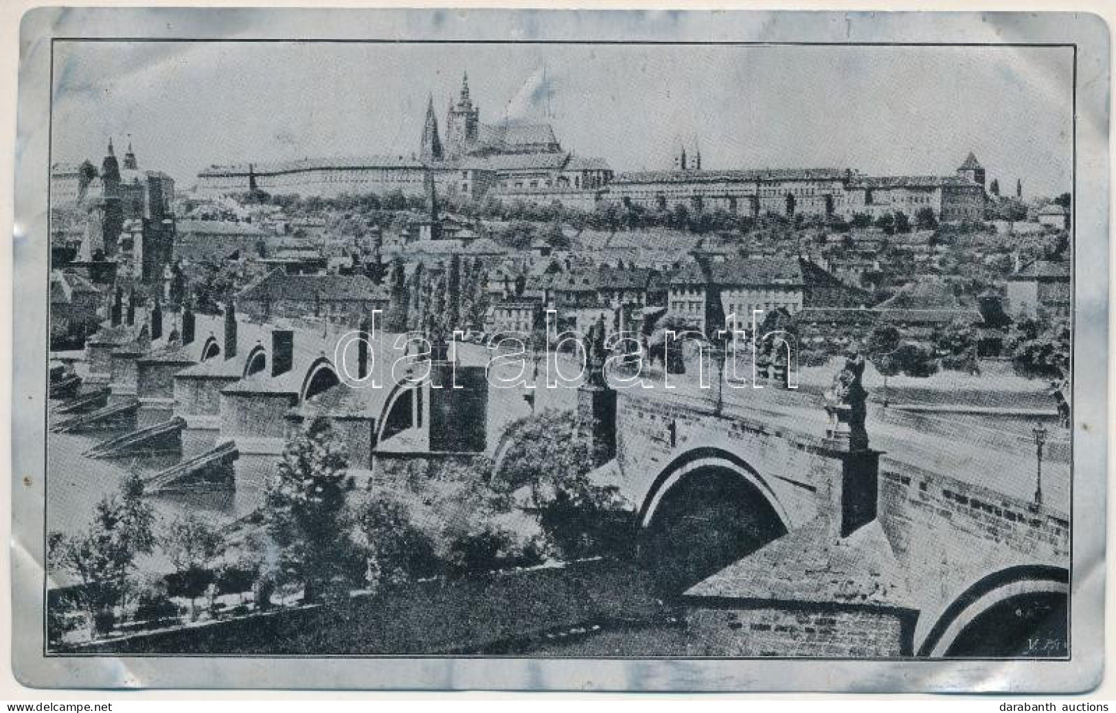 * T3 1917 Praha, Prague; General View, Metal Card (gyűrődések / Creases) - Ohne Zuordnung