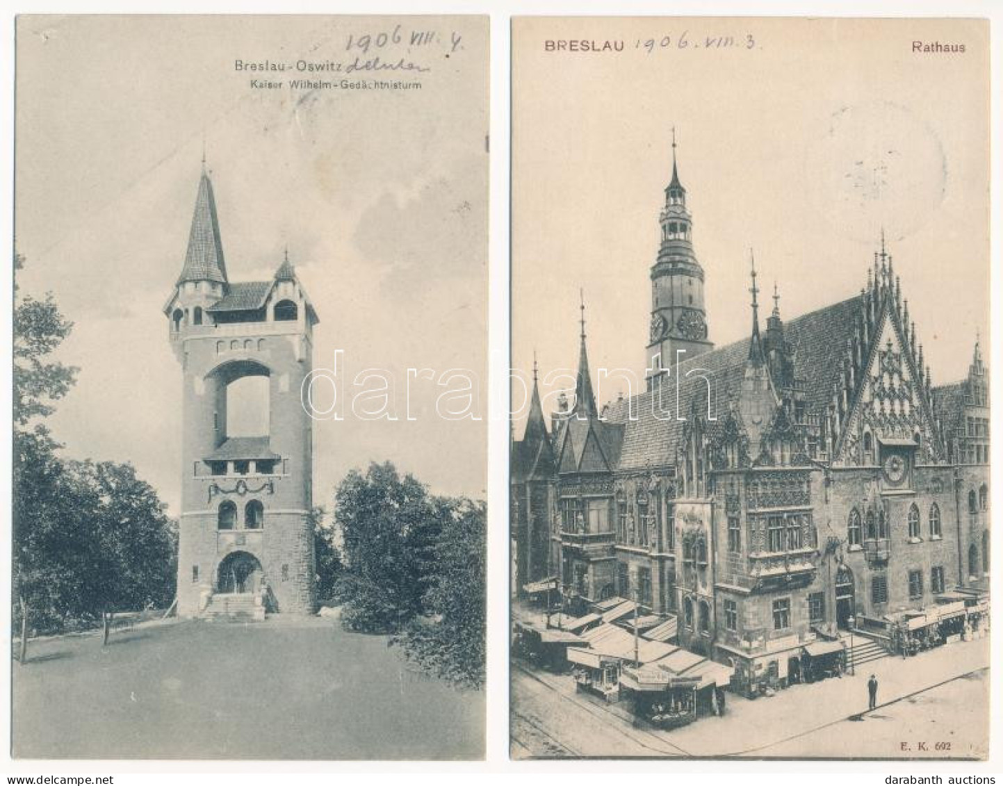 Wroclaw, Breslau; - 2 Db Régi Város Képeslap / 2 Pre-1945 Town-view Postcards - Sin Clasificación