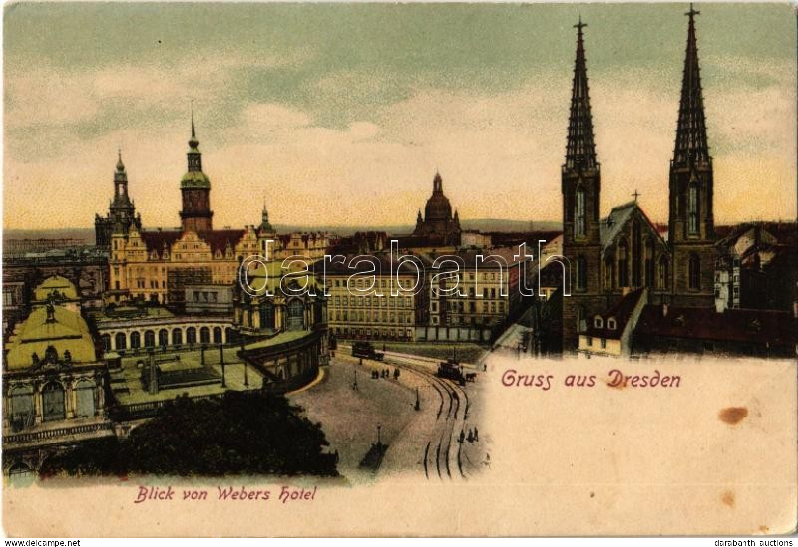 ** T2/T3 Dresden, Blick Von Webers Hotel / General View, Church, Tram (EK) - Non Classés