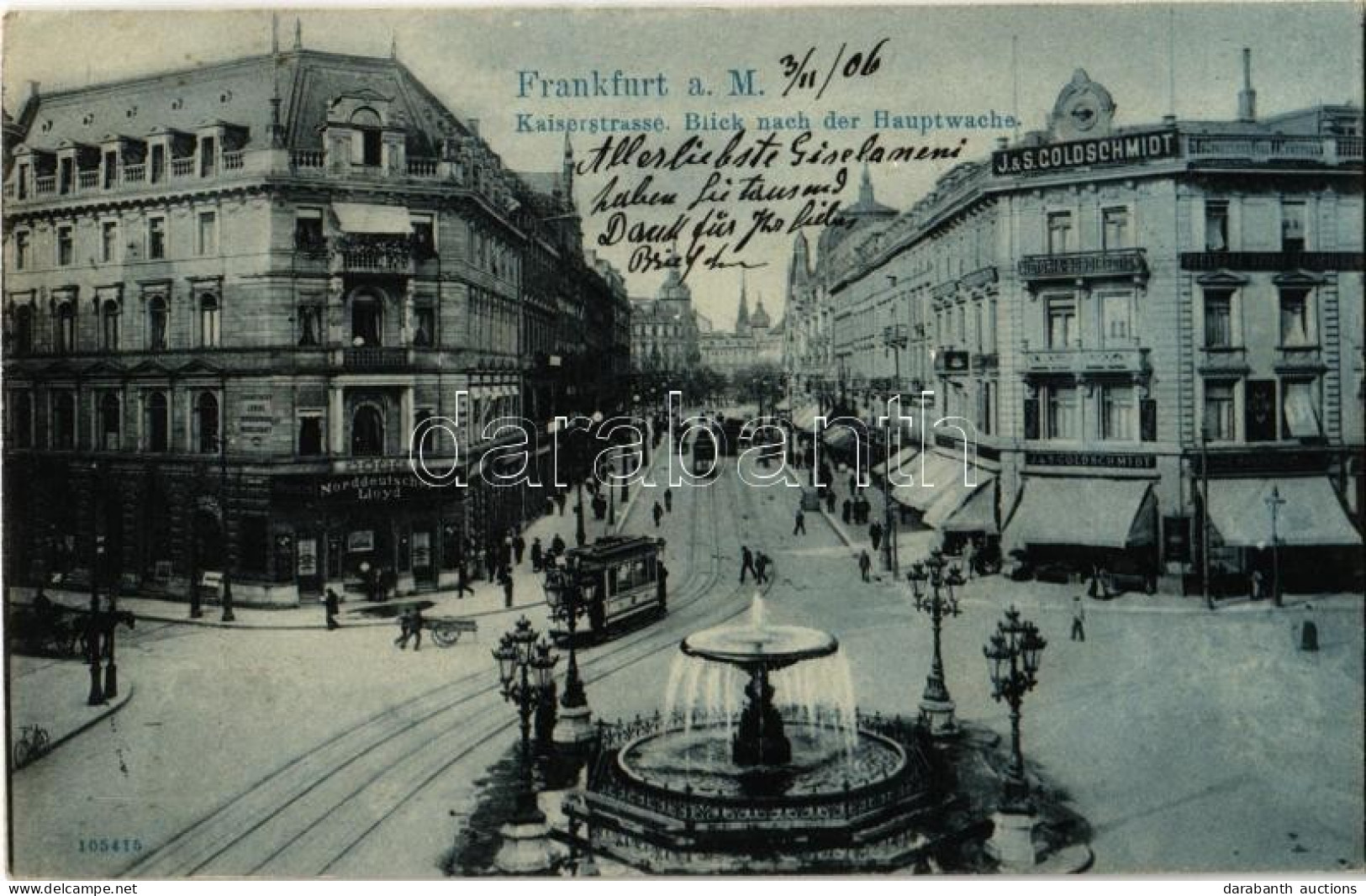 T2/T3 1906 Frankfurt Am Main, Kaiserstraße, Blick Nach Der Hauptwache / Street View, Tram, Shops Of J. & S. Goldschmidt, - Non Classés