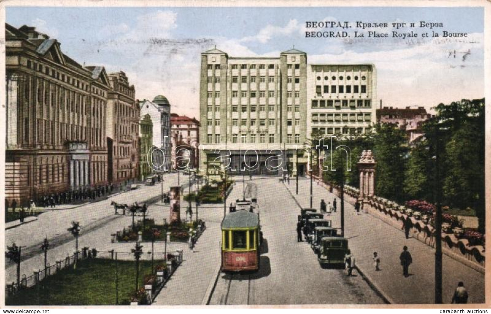 * T2/T3 Belgrade, Beograd; Royale Square And The Stock Exchange, Tram, Automobiles (Rb) - Ohne Zuordnung