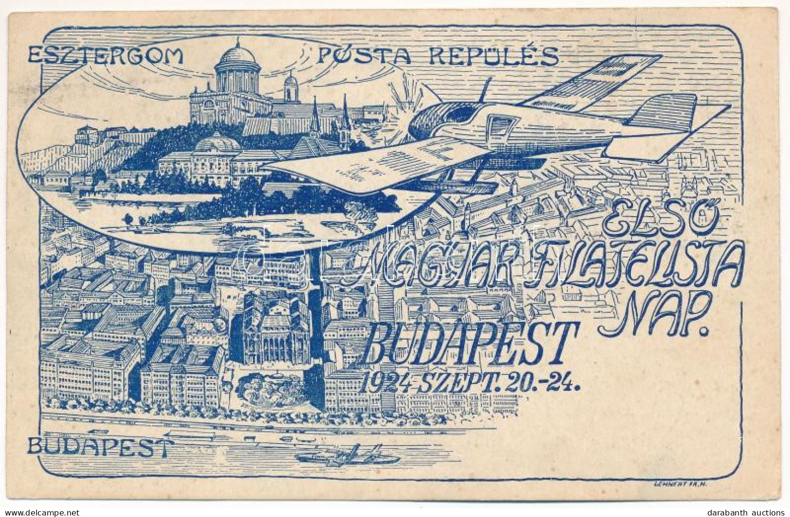 T2/T3 1924 Budapest-Esztergom, Első Magyar Filatelista Nap, Posta Repülés / First Hungarian Philatelist Day, Post Flight - Ohne Zuordnung