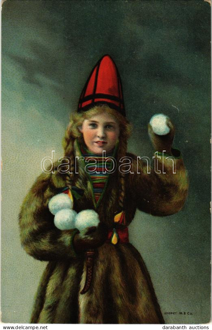 * T2/T3 Norwegian Folklore, Girl With Snowballs (non PC) (EK) - Unclassified