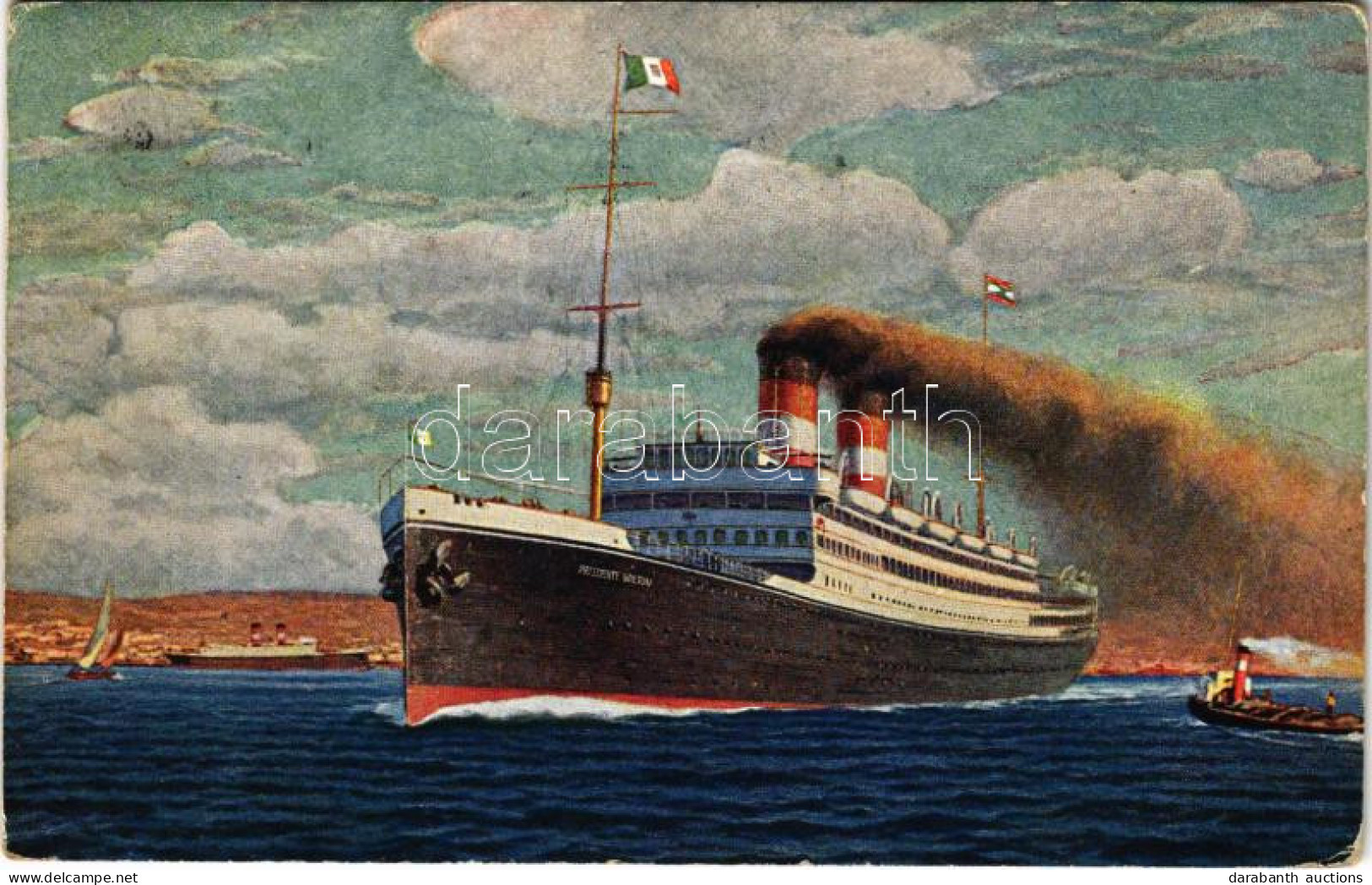 T2/T3 1925 Cosulich Line Trieste TSS "Presidente Wilson" Express Passenger Steamship, Ocean Liner (EK) - Unclassified